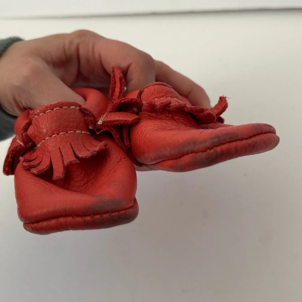 Freshly Picked Coral Pink Moccasins Size 3 Crib Shoes